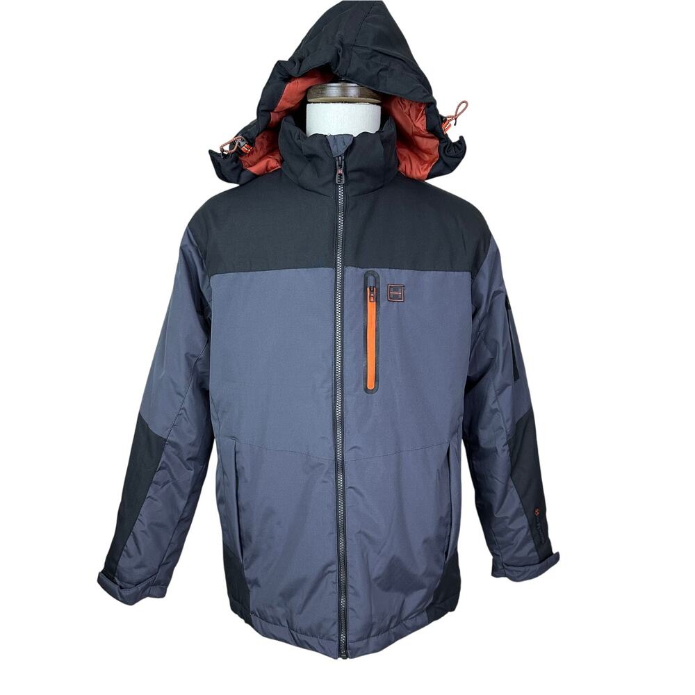 Hawke & Co Men's Gray & Black Hooded Parka Coat Two Jackets In One Size M